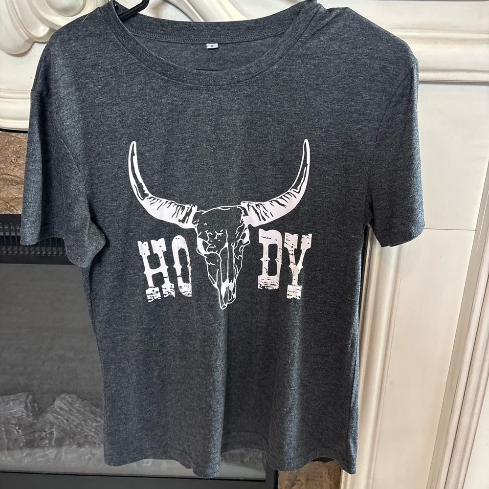 Gray and White Halloween T-Shirt with Spooky Graphics